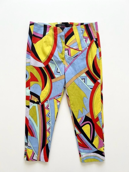 Insight Pants - Insight New York Abstract Pop Art Pull On Crop Pants Lattice Hem Multicolor Sz 8